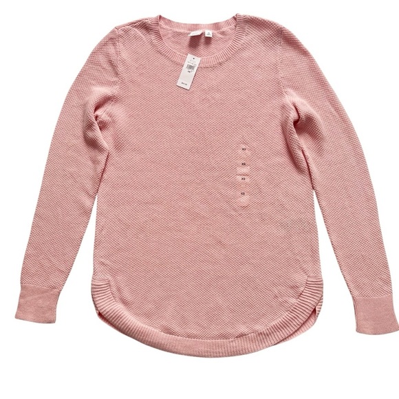 NWT GAP Long Sleeve Curve Hem Crew Thermal Top Pink Size XS - Picture 1 of 6